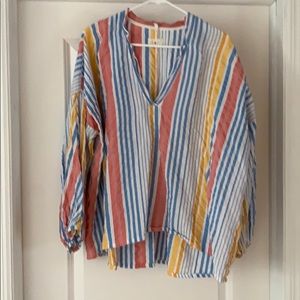 Multi Color LongSleeved Balloon Sleeve Top